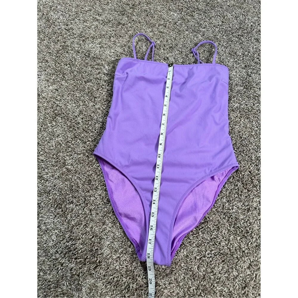 triangl swimwear lavender purple ribbed one piece swimsuit square neckline XS